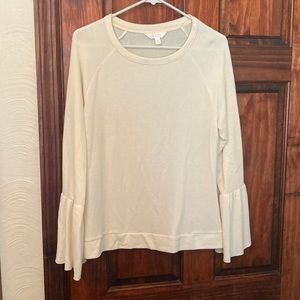 Cream scoop neck top